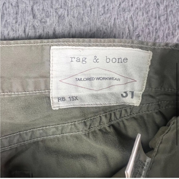 Rag & Bone Pants Mens 31x34 Khaki Brown RB 15X Slim Straight Tailored Workwear - Picture 3 of 8